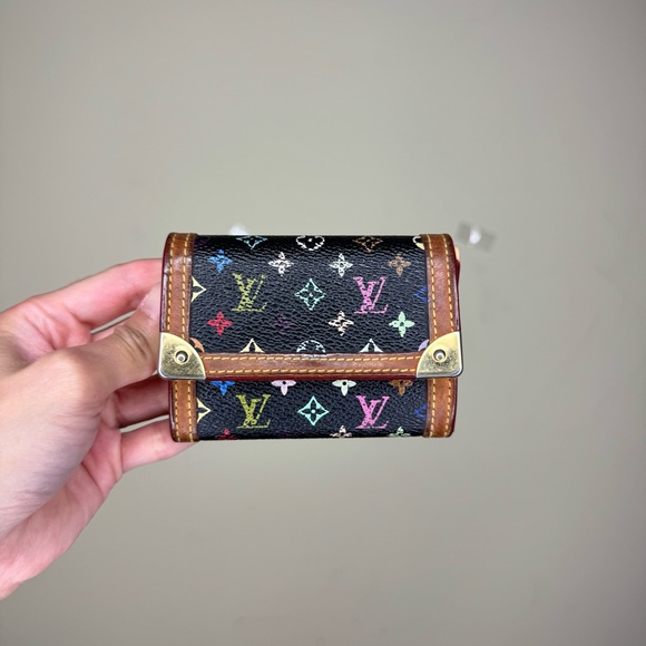 Louis Vuitton Handbags - Louis Vuitton Black Multicolor Monogram Trifold Wallet with Brown Trim